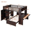 VYNXARIA Full size Loft Bed with a twin size Stand-alone bed, Shelves,Desk,and Wardrobe£¬Espresso - 3 of 4