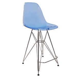 LeisureMod Cresco Mid Century Modern Acrylic Counter Height Barstool with Chrome Base – Ideal for Kitchens and Dining Rooms - 1 of 4