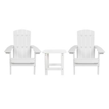 Merrick Lane Set of 2 All-Weather Adirondack Patio Chairs with Matching Side Table