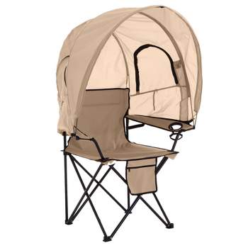BrylaneHome Oversized Tent Camp Chair Shade Folding Chair, 2 Cupholders