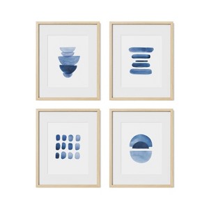 Haus and Hues Framed Blue Abstract Print Set – Set of 4 Watercolor Art Prints - 1 of 3