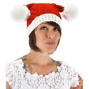 HalloweenCostumes.com    Adult Santa Knit Hat, White/Red - 1 of 2