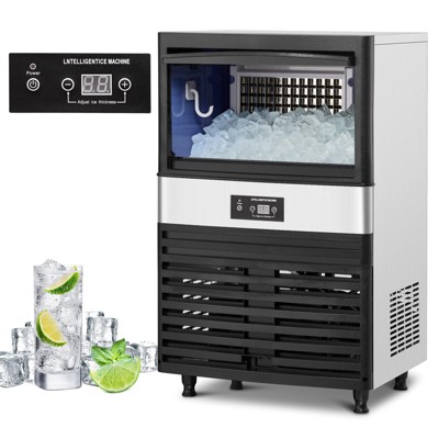Commercial Ice Maker Machine 130lbs/24H, Stainless Steel Under Counter ice Machine with 30lbs Ice Storage Capacity
