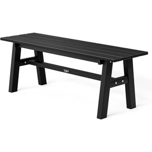 VINGLI 47” Outdoor Bench, Weatherproof Porch Bench w/Metal Legs, Poly Lumber Patio Backless Bench 660 LBS Capacity - 1 of 4