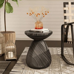 HDZNVF Modern Gray Mushroom Side Table with Imitation Wood Grain - 1 of 4