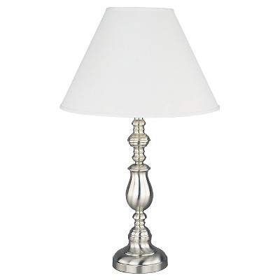 27" Traditional Metal Table Lamp with Brushed Base Silver - Ore International