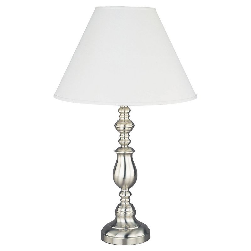 27&#34; Traditional Metal Table Lamp with Brushed Base Silver - Ore International, 1 of 6