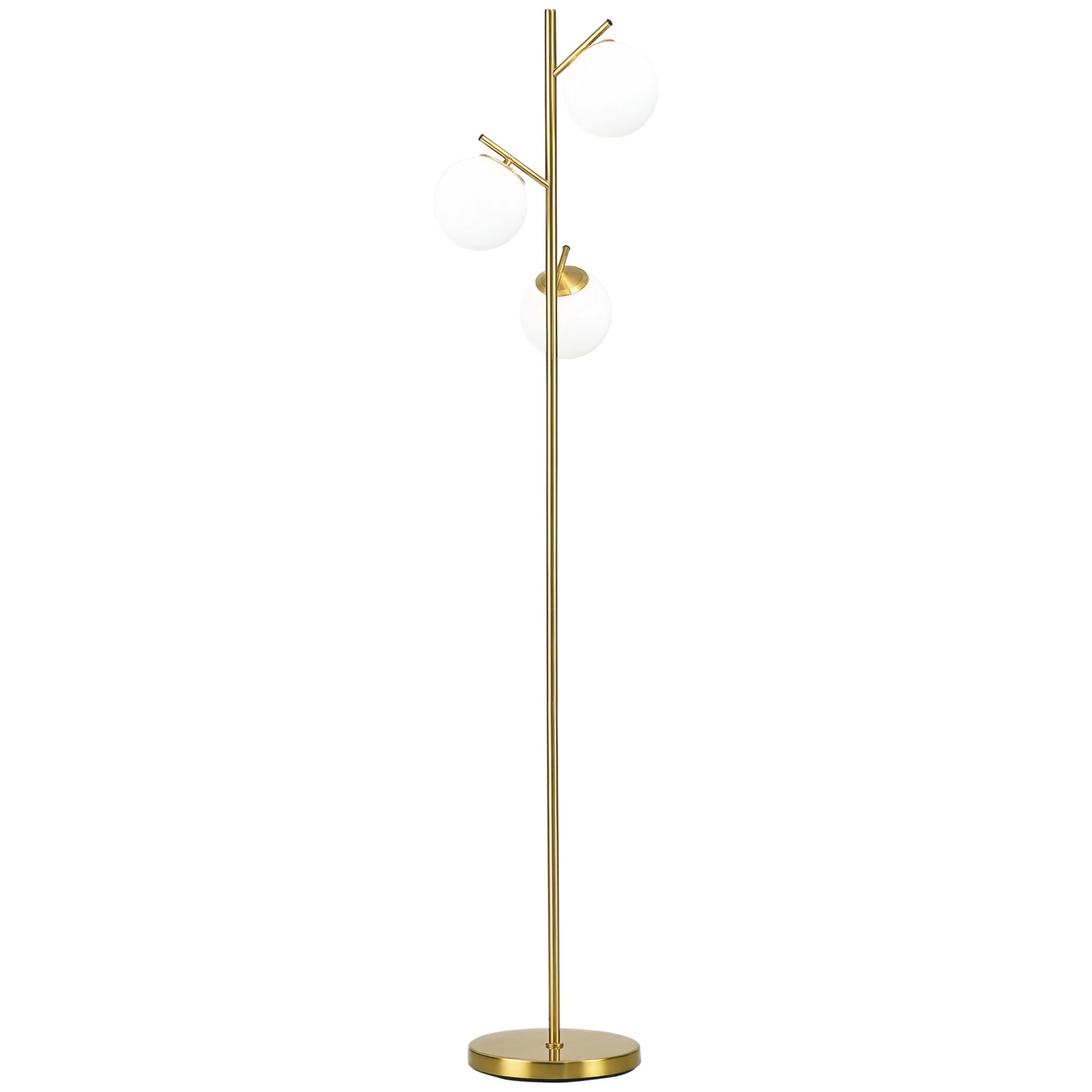 Tall Standing Floor Lamp with 3 Globe Shades for Living Room, Modern Gold Tree Design, 66.5 Inch