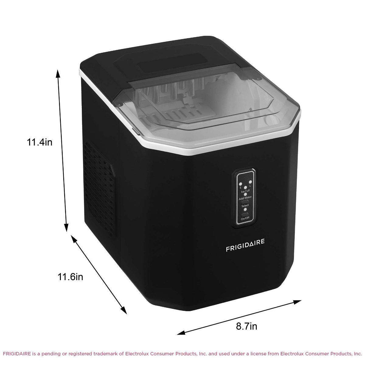 Frigidaire 26lb Compact Countertop Ice Maker Black: Portable Countertop Ice Machine, Bullet Ice, 26lb Daily Production - thumbnail 9