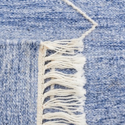 Blue and Ivory 6' x 9' Handmade Wool Kilim Area Rug