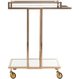 Capri 2 Tier Rectangle Bar Cart - BCT8003A - Gold/Mirror - Safavieh - 1 of 4