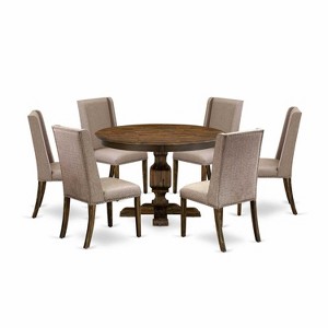 HomeStock 3-Piece Distressed Jacobean Finish Solid Wood Top Dining Table with 2 Chairs - 1 of 4