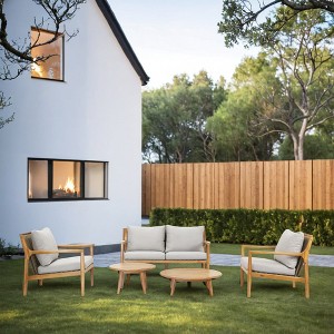 Moda Furnishings 5 - Piece Acacia Wood Patio Outdoor Conversation Set With Cushions - 1 of 4