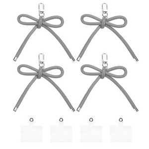 Unique Bargains PU Leather Bag Phone Charm Hanging Accessories Bow Keychains 4 Pcs - 1 of 4