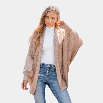 Women's Marled Knit Open-Front Bishop Sleeve Cardigan - Cupshe