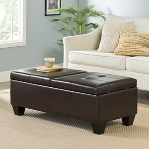 GDFStudio Norbert Contemporary Faux Leather Dual Lift Storage Ottoman - 1 of 4