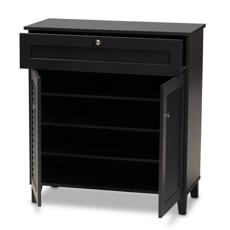 Shelf Wood Shoe Storage Cabinet with Drawer Coolidge Finished Dark Gray - Baxton Studio, 3 of 12