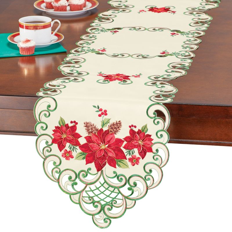 Collections Etc Poinsettia Cluster Table Topper, 1 of 3