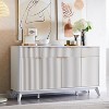 SinCiDo 60" Fluted Modern Buffet Sideboard Cabinet, 3 Drawers & 4 Doors, Coffee Bar Wine Bar Storage Cabinet for Dining Room, Living Room - 2 of 4