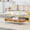 Lirago Modern Two-Tier Coffee Table-Natural Marble Pattern & Clear Glass, Versatile Design for Living Room & Office - 2 of 4
