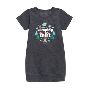 Girls' - Paw Patrol - This Is My Camping Shirt Graphic Short Sleeve Fleece Dress - 1 of 4