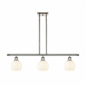 White Venetian - 3 Light Stem Hung Island In Modern Style-8.5 Inches Tall and 36 Inches Wide - 1 of 1