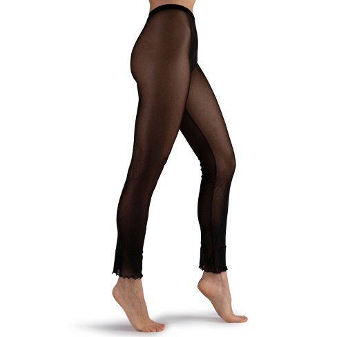 Capezio Black Women's Footless Tight W Self Knit Waist Band, Small