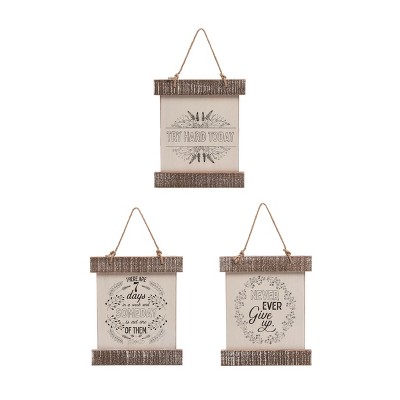 Transpac MDF Motivational Wall Art Set of 3 Brown Indoor Decor Perfect for Gift Giving and Home Decoration