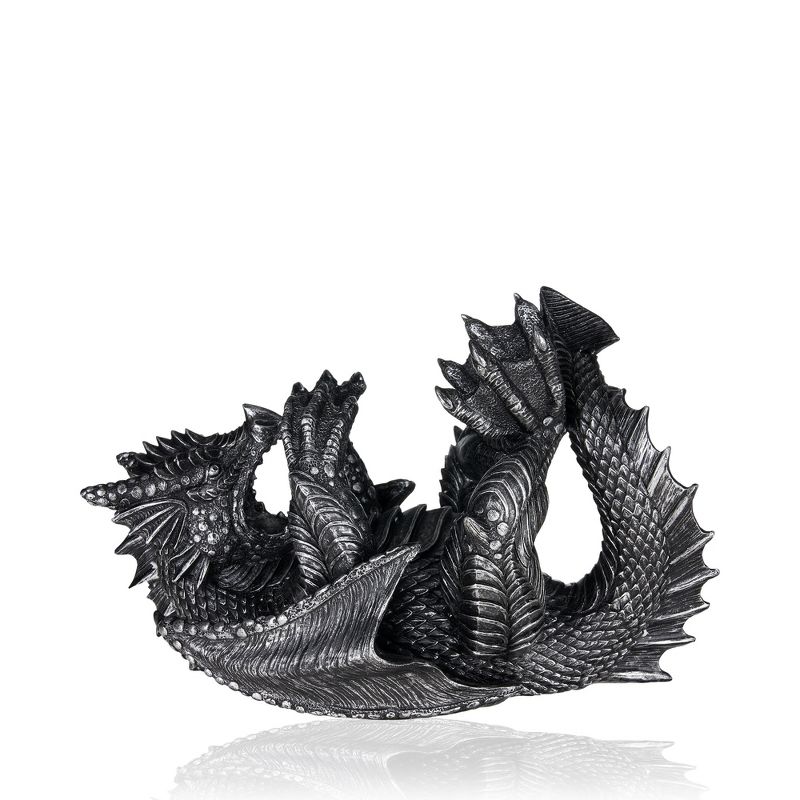 True Dragon Wine Bottle Holder | Fantasy Tabletop Statue, Gothic Wine Accessory, Soft Base Protects Tables, Pewter Color Finish, 4 of 6