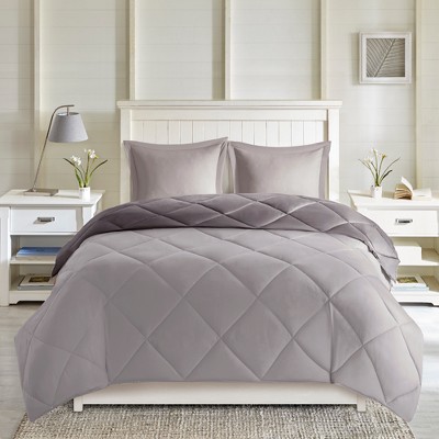 Twin Charcoal/Grey Reversible Down Alternative Comforter Set