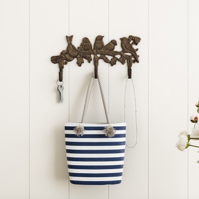 Cast Iron Tree Branch And Birds Decorative Hook Black Espresso - Lavish Home