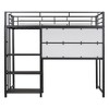 TIRAMISUBEST Twin/Full Size Loft Bed with Bulit-in Desk and Whiteboard, Metal Loft Bedframe with 3 Storage Shelves and Ladder for Kids - 3 of 4