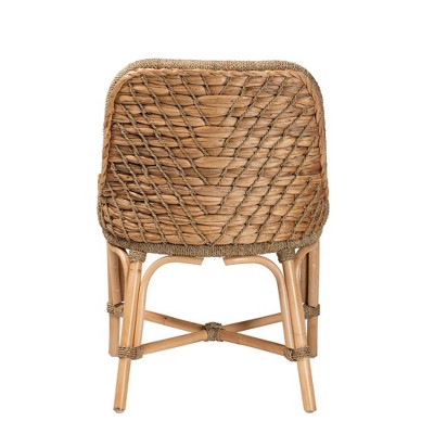 Kyle Natural Rattan and Cane Dining Side Chair with Cushion