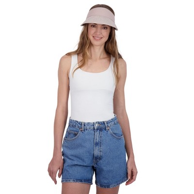 Tahari Women's Marled Straw Visor Hat with Fabric Band - Packable Straw Hat for Women