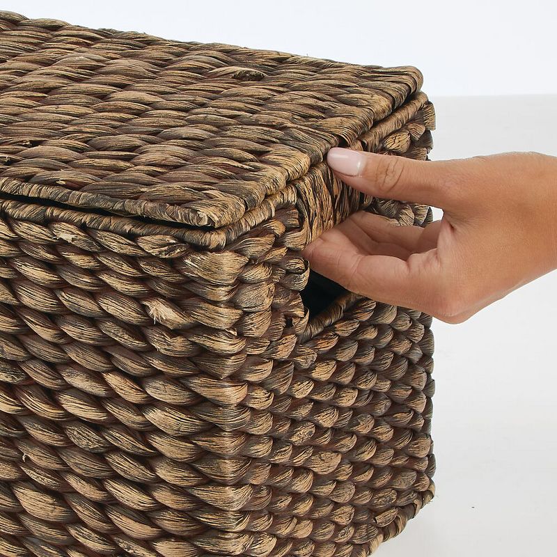 mDesign Woven Water Hyacinth Storage Basket, Lid/Handles, Set of 3, 4 of 11