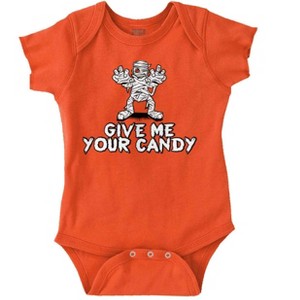 Funny Halloween Mummy Give Me Candy Baby Romper Boys or Girls Brisco Brands - 1 of 4