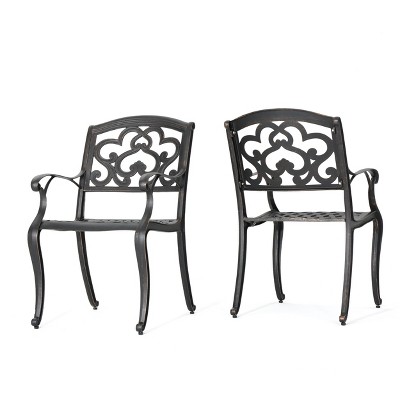 Austin 2pk Cast Aluminum Dining Chairs - Shiny Copper - Christopher Knight Home