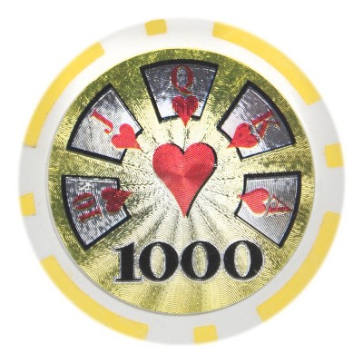 Slickblue 14-Gram Poker Chips 25-Pack, Hi Roller Design, Laser Inlay Art, Casino Play, $1-$10,000
