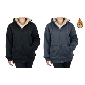 Rudoplh  Women's Loose Fit Heavyweight Hoodie With Faux Shearling Lining-2 Pack - 1 of 2