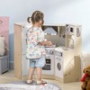 Qaba Play Kitchen, Corner Kids Kitchen Playset w/ Chalkboard, Range Hood, Ice Maker, Stove, Refrigerator Microwave, Sound & Lights - 3 of 4