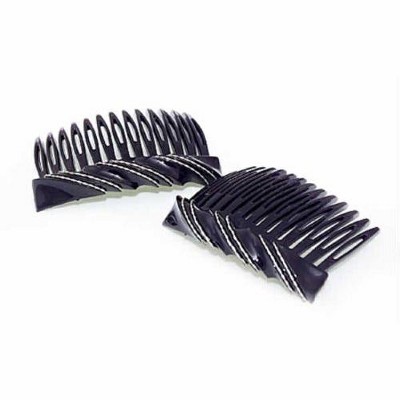 SET OF 2 Premium Side Combs European Made in Switzerland Black Candy Twist 1057/2