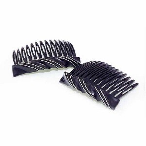 SET OF 2 Premium Side Combs European Made in Switzerland Black Candy Twist 1057/2 - 1 of 1
