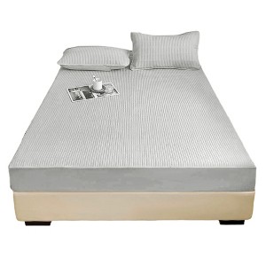 Unique Bargains Lattice Stitching Fitted Sheet 1 Pc - 1 of 4