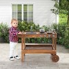 Costway Kids Wooden Mud Play Kitchen Cart with Sink, 4 Stoves & Storage Shelf Natural - 2 of 4
