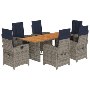 vidaXL Dining Set Beige PE rattan Large Foldable Dining Set - 1 of 4