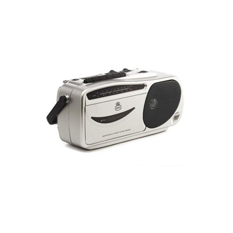 GPO Retro GPO9401 9401 Portable AM/FM Radio Cassette Recorder Player - Silver, 1 of 7