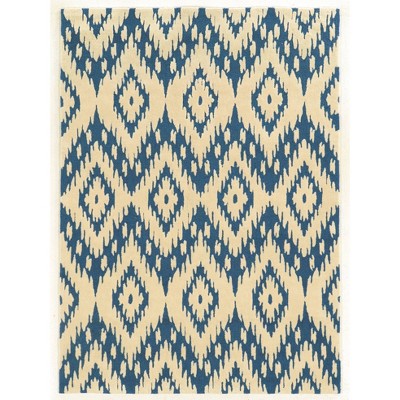 1'10"x2'10" Trio Collection Geo Ikat Accent Rug Blue/Ivory - Linon