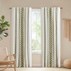 Wikineon 1 PCS 50x95" Cotton Printed Curtain Panel with Chenille Stripe and Lining Green. - 3 of 4