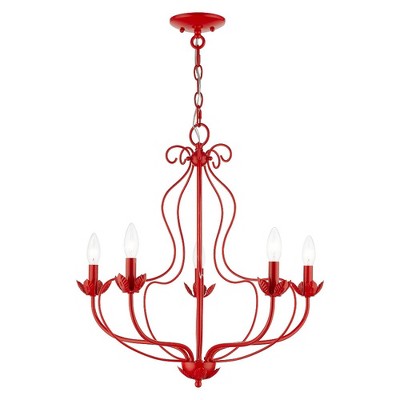 Livex Lighting Katarina 5 - Light Chandelier in  Shiny Red