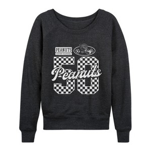 Women's - Peanuts - Patty Jersey Soccer Lightweight French Terry Wide Neck Long Sleeve Graphic Shirt - 1 of 4